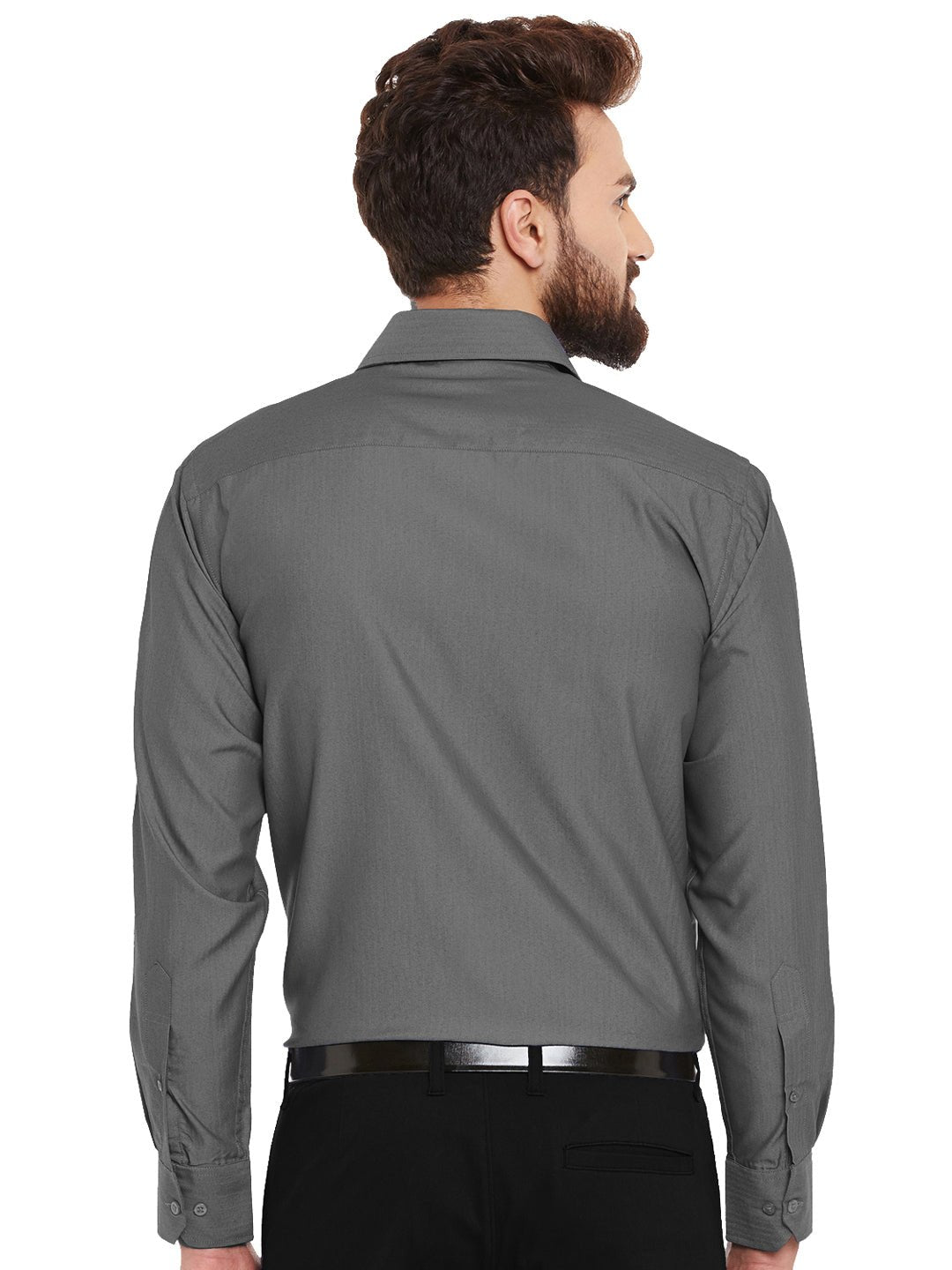 Men Grey Solid Slim Fit Pure Cotton Formal Shirt - #folk republic#