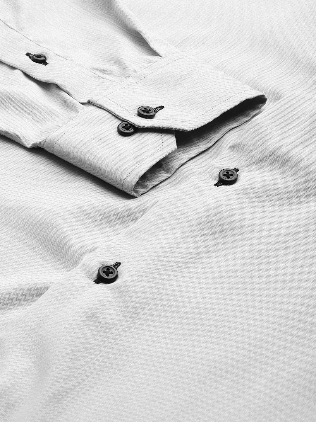 Men Grey Solid White Collar Pure Cotton Slim Fit Formal Shirt - #folk republic#