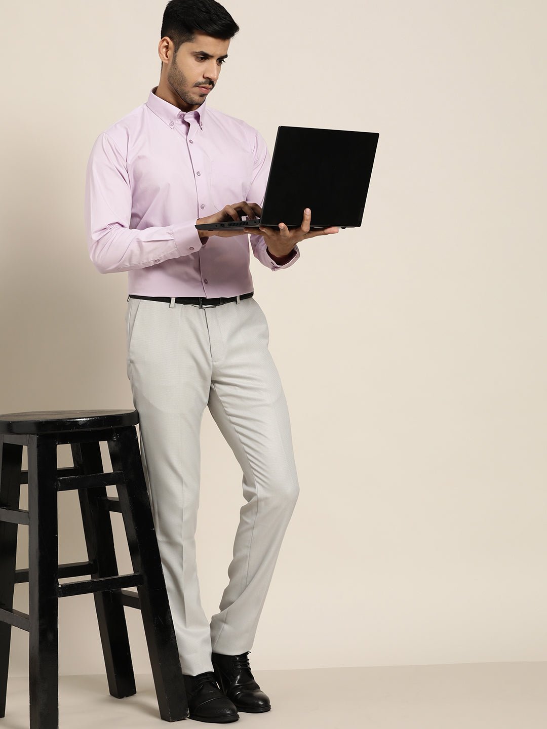 Men Lavender Solid Pure Cotton Slim Fit Formal Shirt - #folk republic#