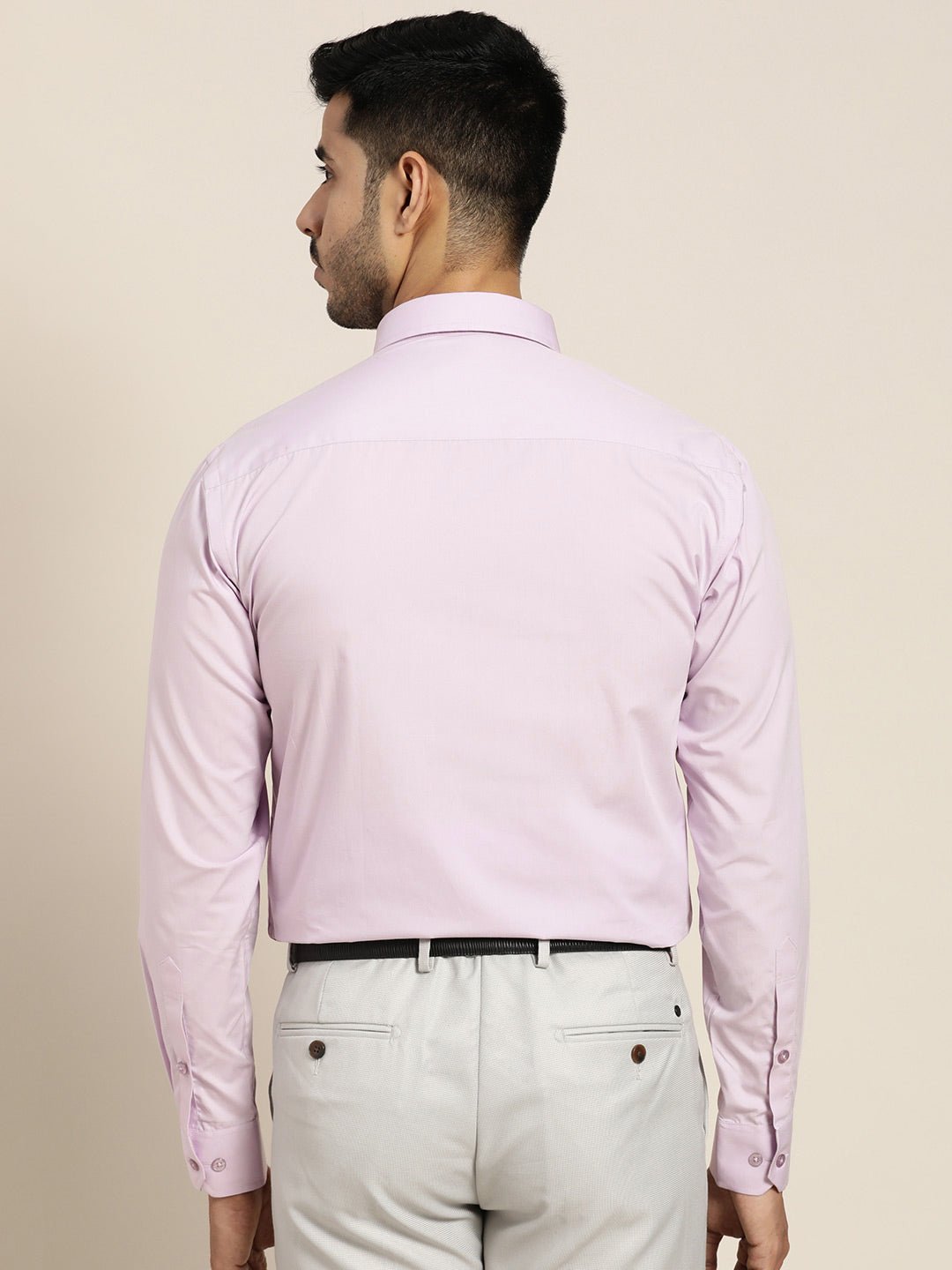 Men Lavender Solid Pure Cotton Slim Fit Formal Shirt - #folk republic#