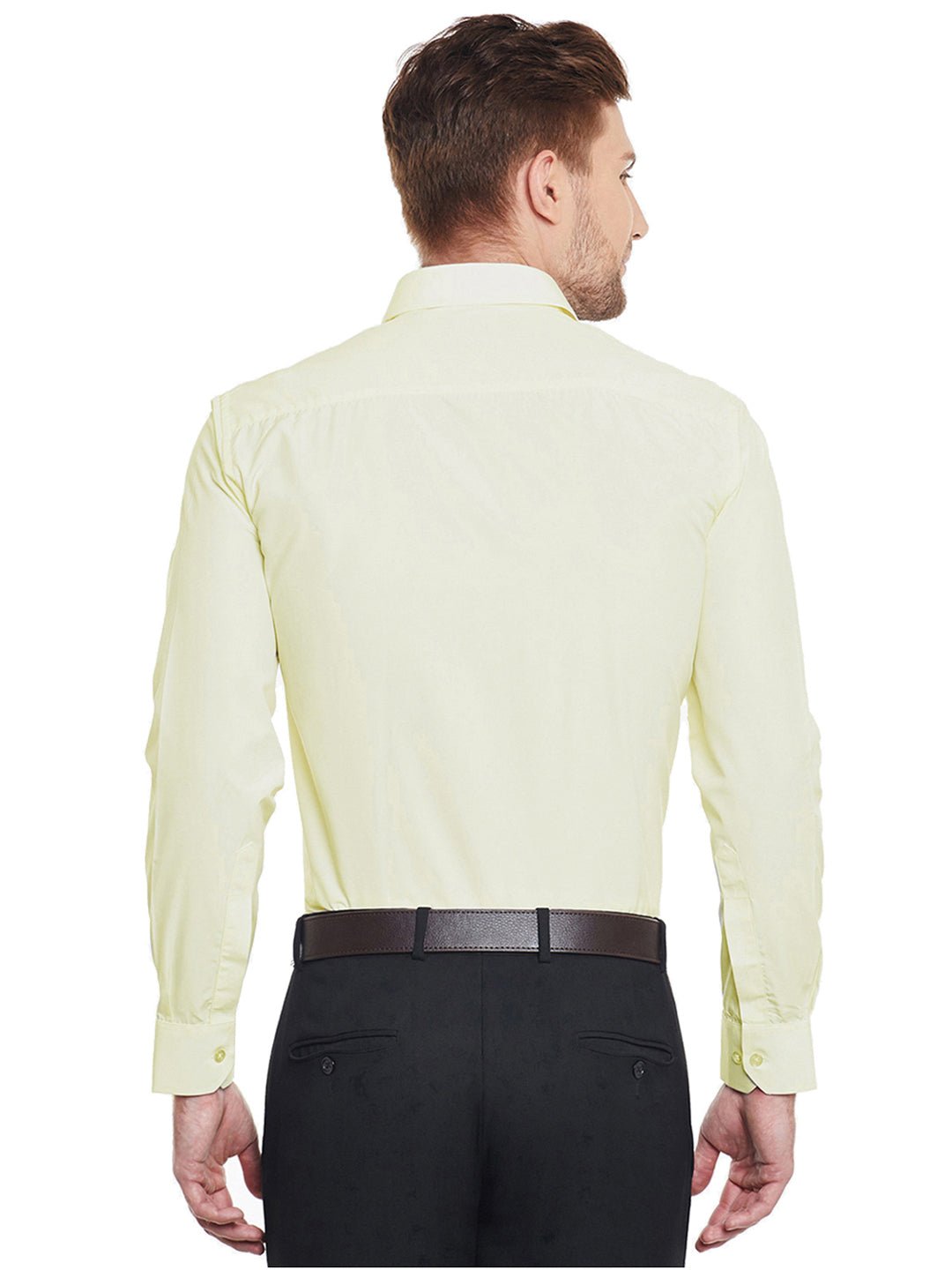 Men Lemon Solid Slim Fit Cotton Rich Formal Shirt - #folk republic#