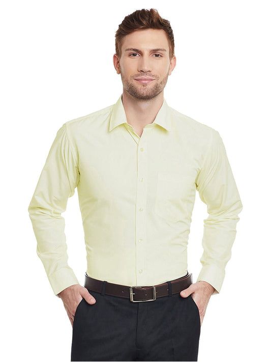 Men Lemon Solid Slim Fit Cotton Rich Formal Shirt - #folk republic#