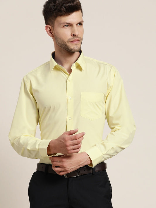 Men Lemon Solids Slim Fit Formal Shirt - #folk republic#