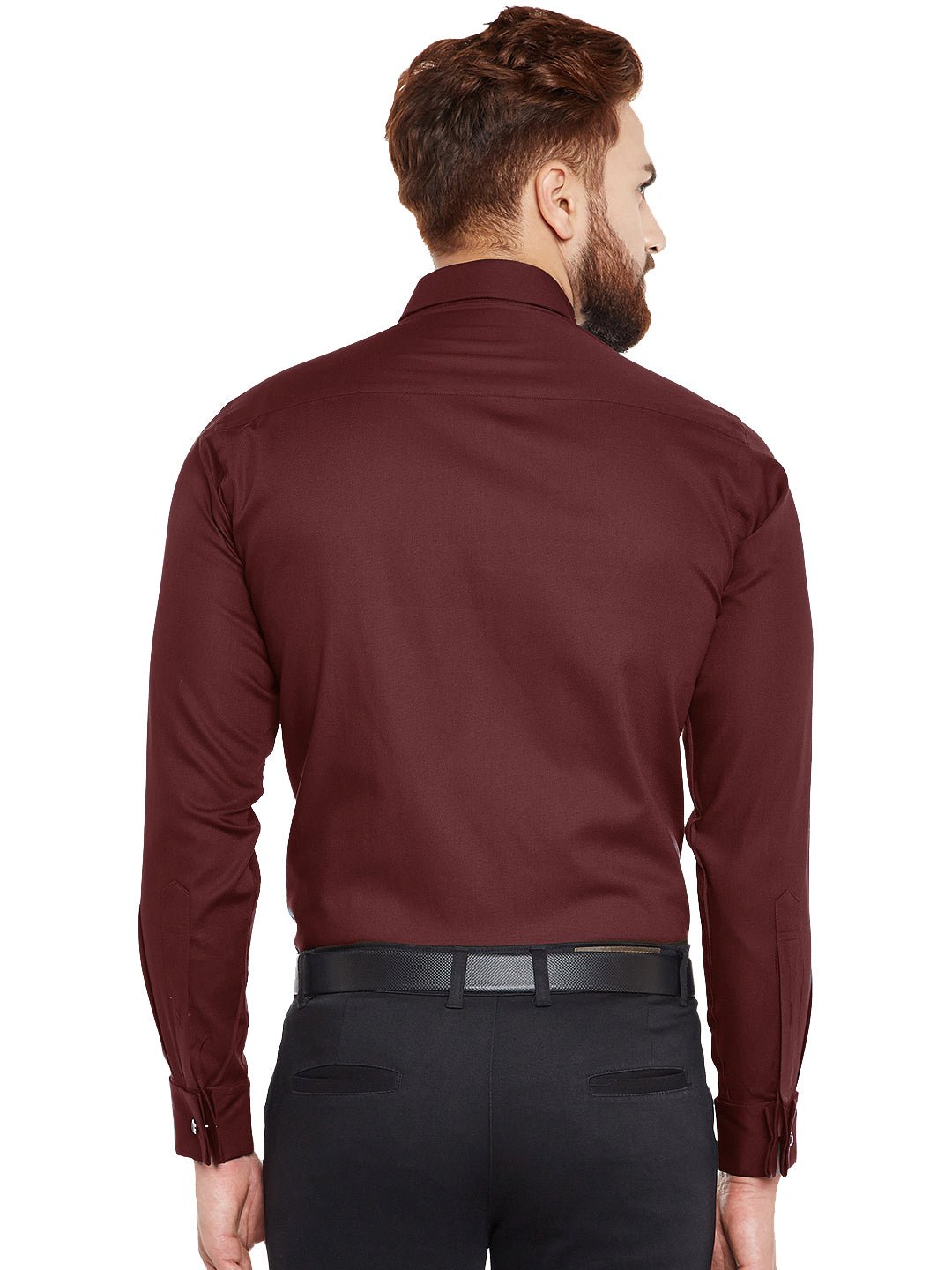 Men Maroon French Cuff Solid Pure Cotton Slim Fit Formal Shirt - #folk republic#