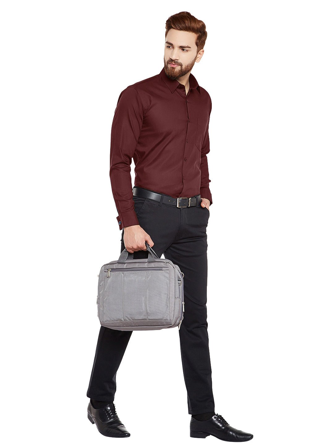 Men Maroon French Cuff Solid Pure Cotton Slim Fit Formal Shirt - #folk republic#