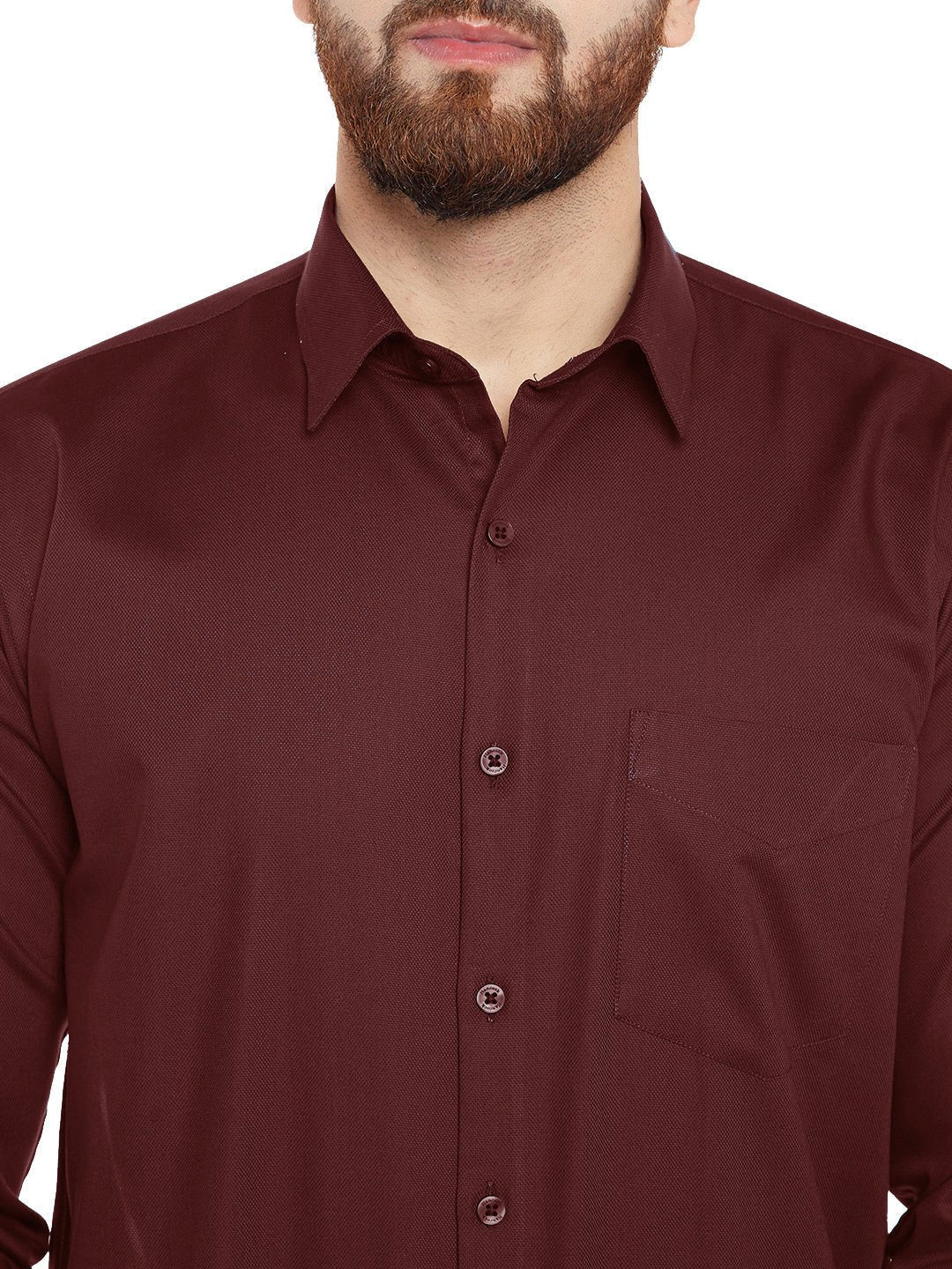 Men Maroon French Cuff Solid Pure Cotton Slim Fit Formal Shirt - #folk republic#