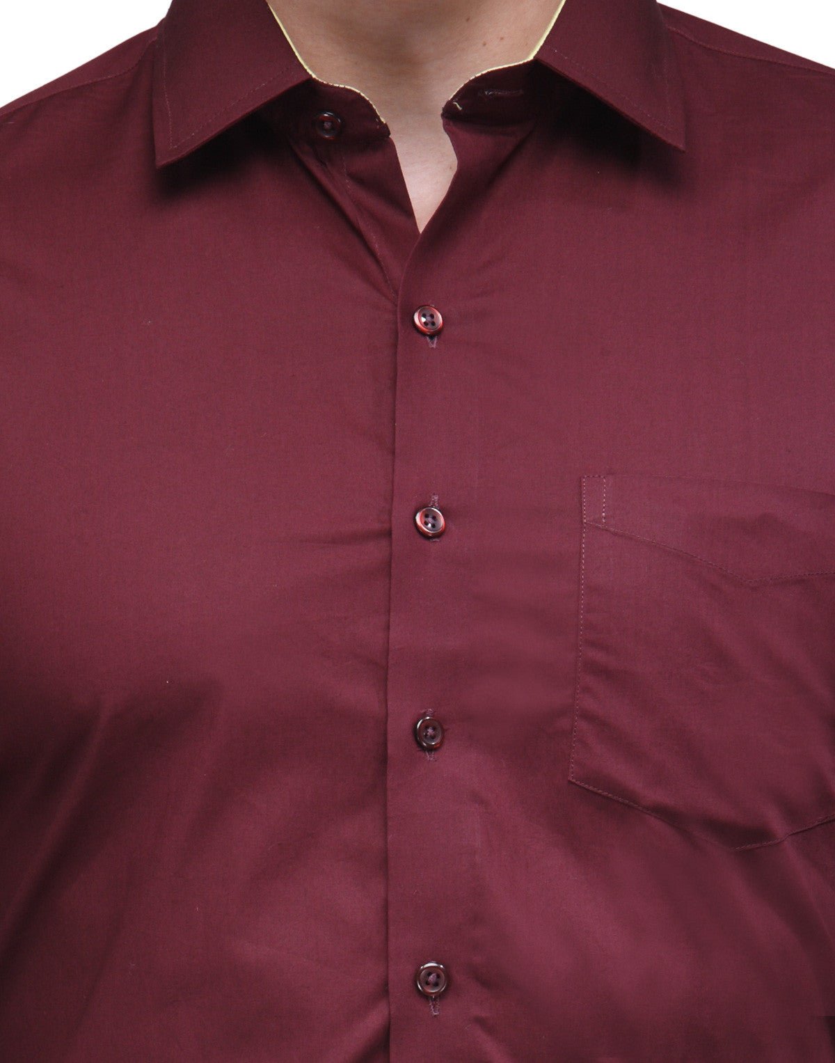 Men Maroon Pure Cotton Slim Fit Solid Formal Shirt - #folk republic#