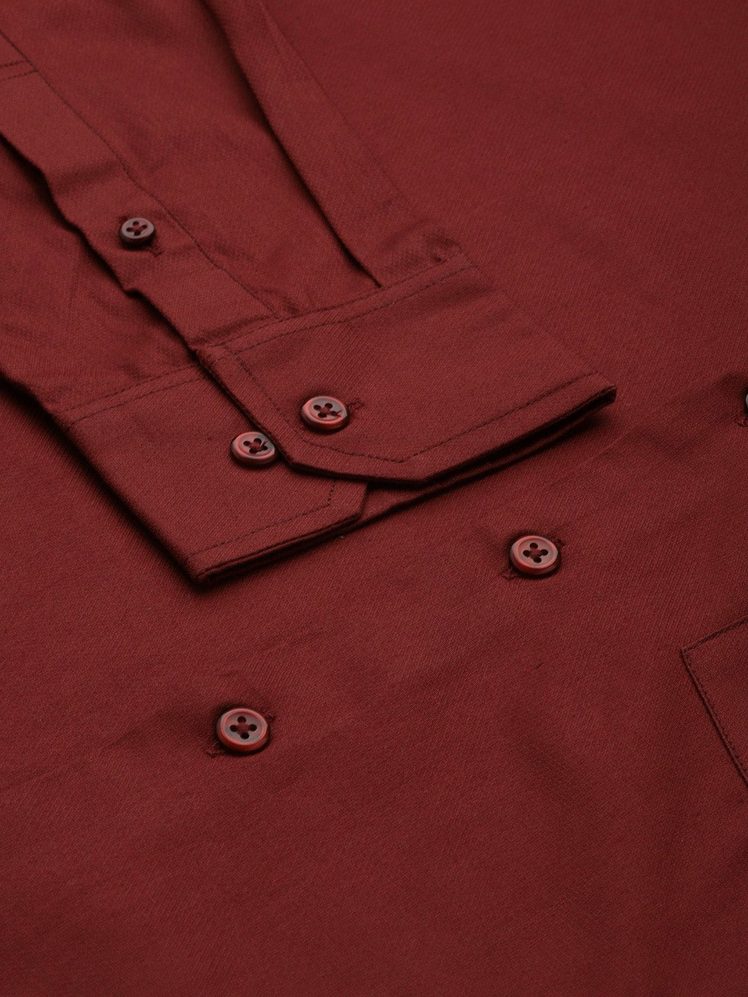 Men Maroon Slim Fit Solid Pure Cotton Formal Shirt - #folk republic#