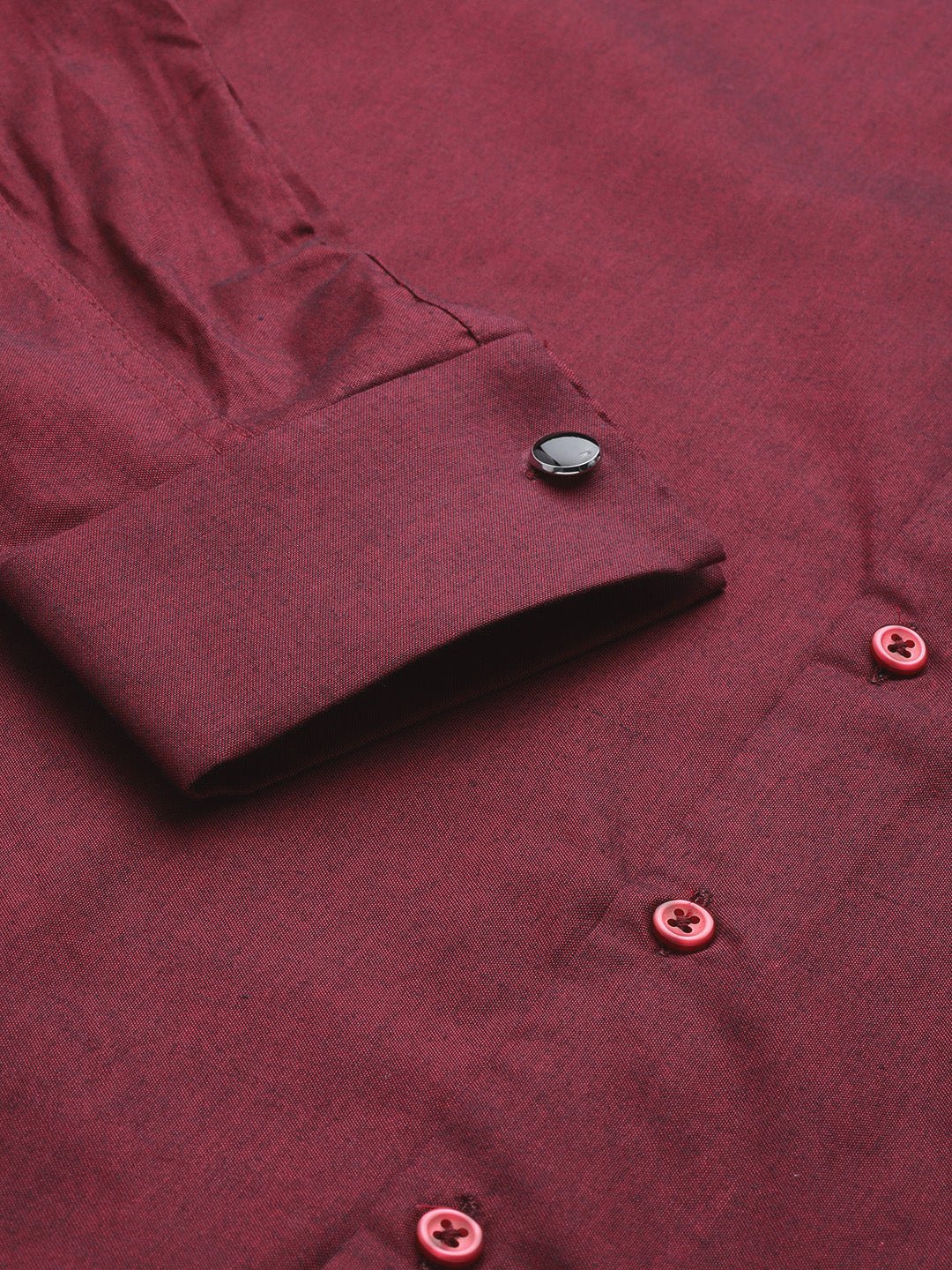 Men Maroon Solid Pure Cotton Slim Fit French Cuff Formal Shirts - #folk republic#