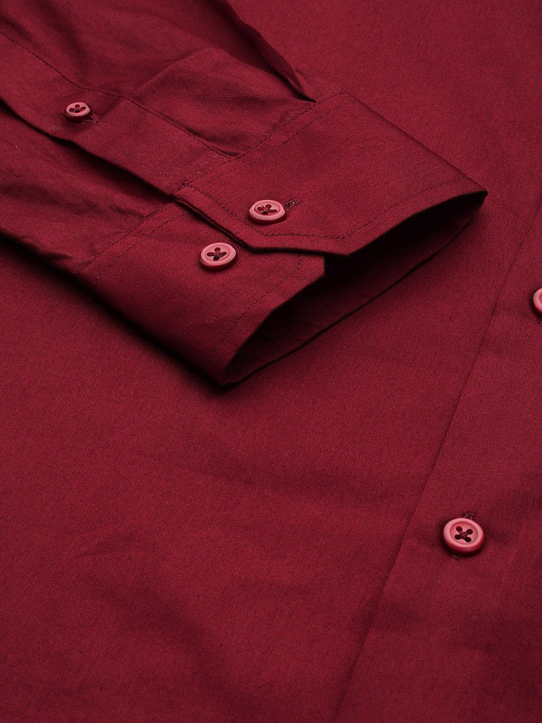 Men Maroon Solid Satin Pure Cotton Slim Fit Formal Shirt - #folk republic#