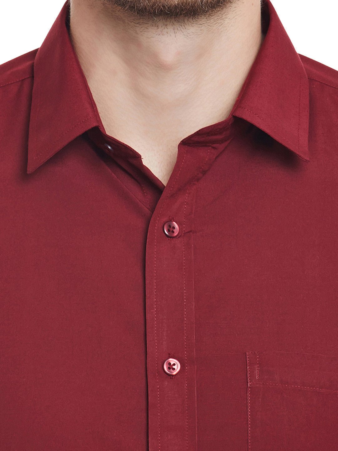 Men Maroon Solid Slim Fit Cotton Rich Formal Shirt - #folk republic#