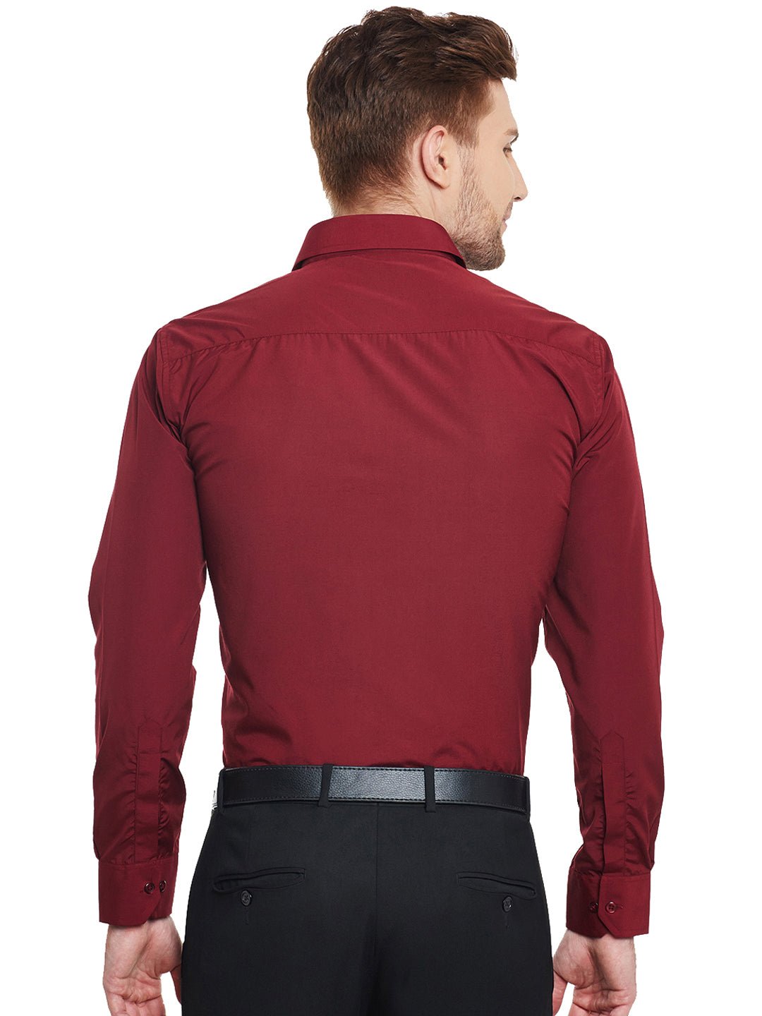 Men Maroon Solid Slim Fit Cotton Rich Formal Shirt - #folk republic#