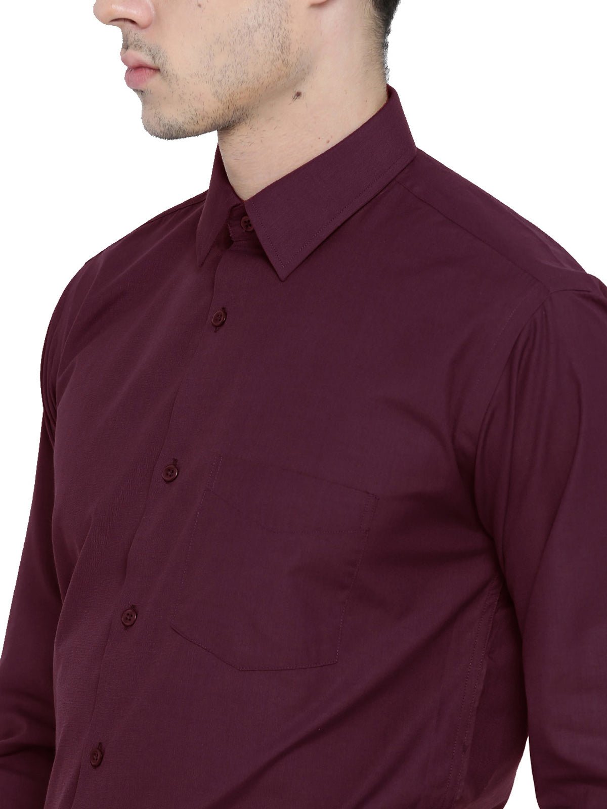 Men Maroon Solid Slim Fit Formal Shirt - #folk republic#