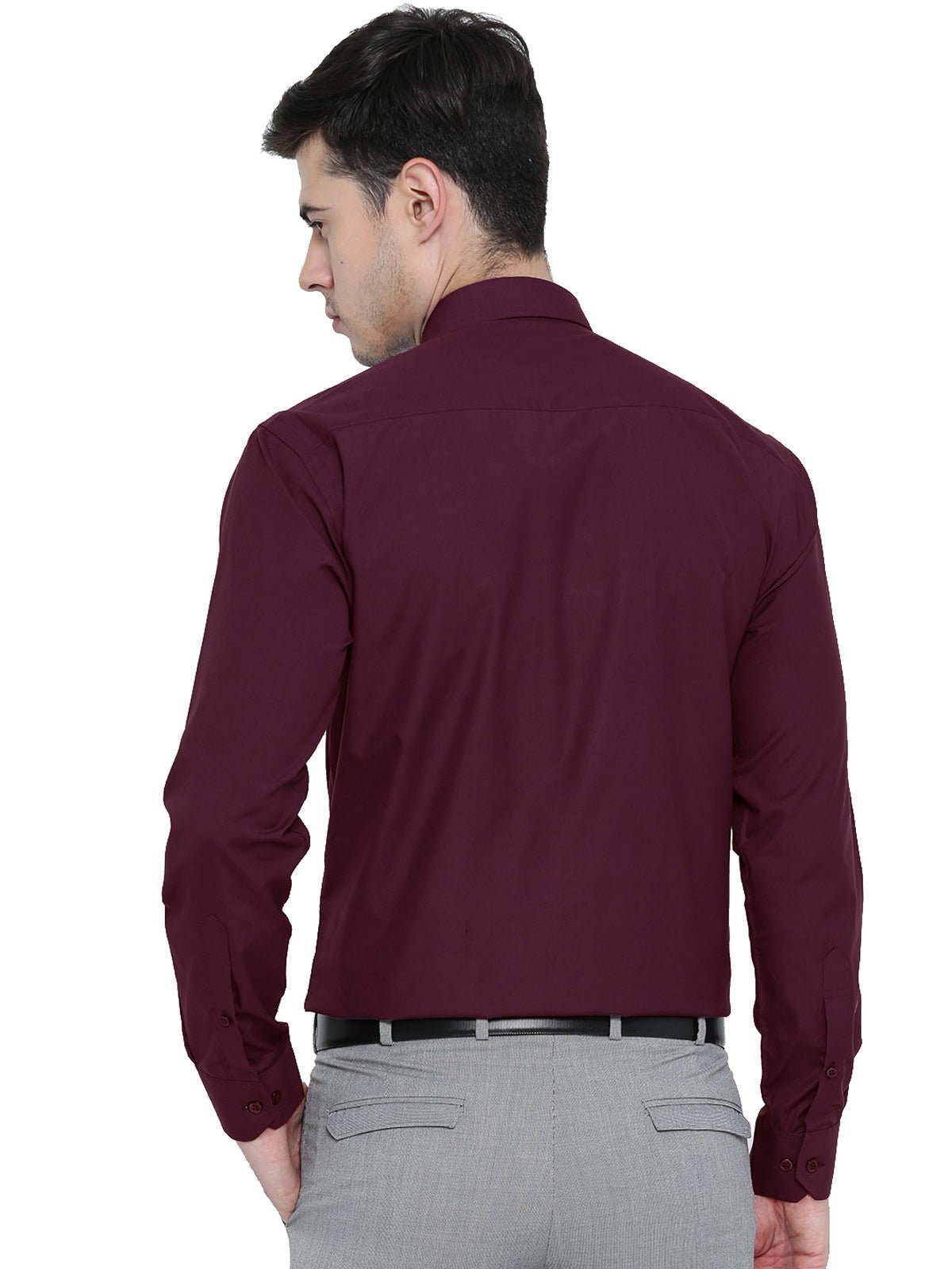 Men Maroon Solid Slim Fit Formal Shirt - #folk republic#