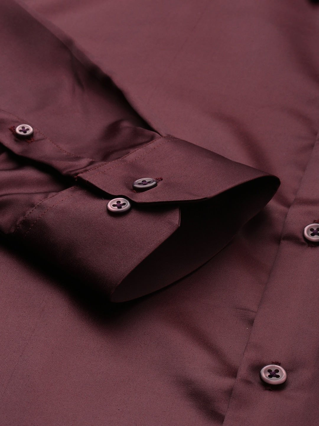 Men Maroon Solids Polyester Slim Fit Formal Shirt - #folk republic#