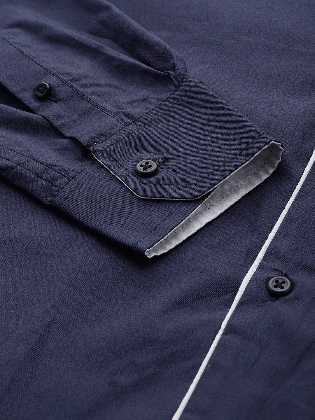 Men Navy Blue Solid Slim Fit Pure Cotton Formal Shirt - #folk republic#