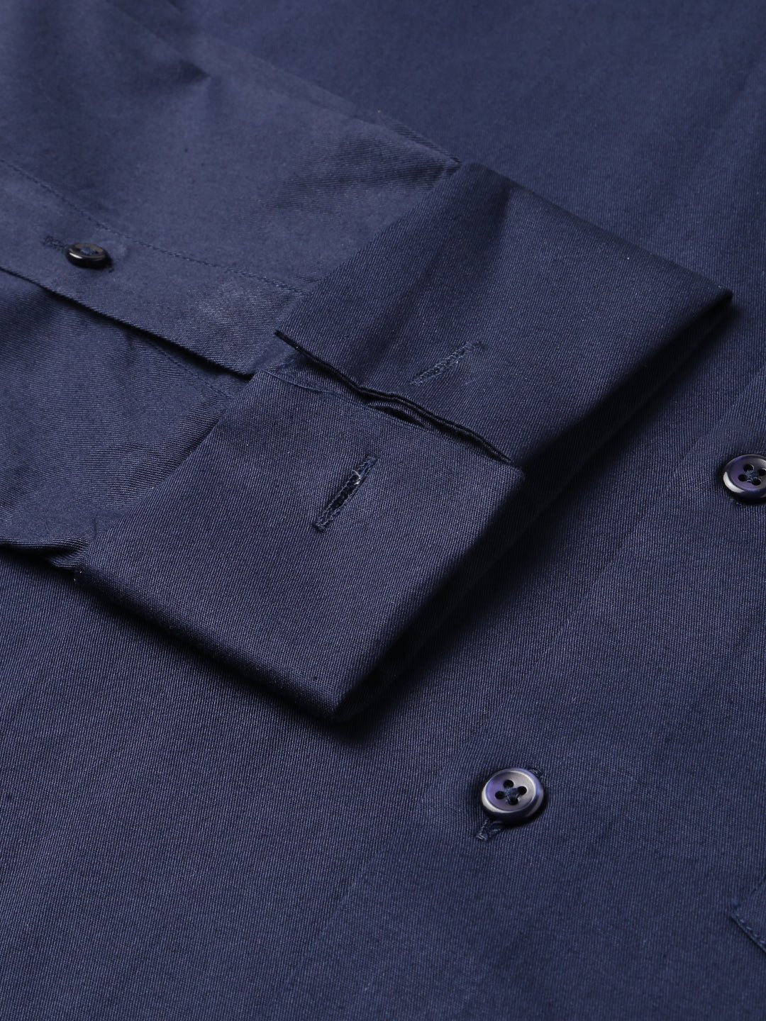 Men Navy Blue Solid Slim Fit Pure Cotton French Cuffs Formal Shirt - #folk republic#