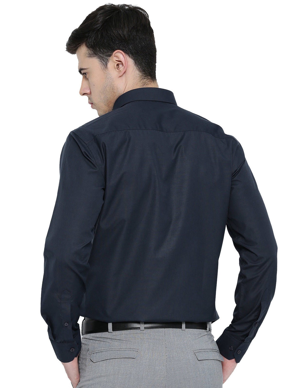 Men Navy Chambray Slim Fit Formal Shirt - #folk republic#