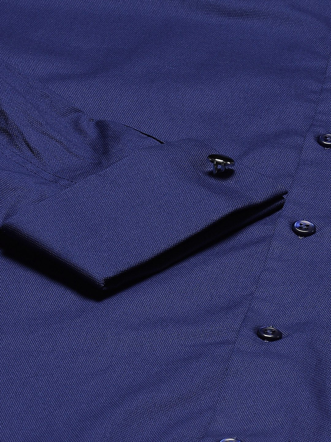 Men Navy Solid French Cuff Pure Cotton Slim Fit Formal Shirt - #folk republic#