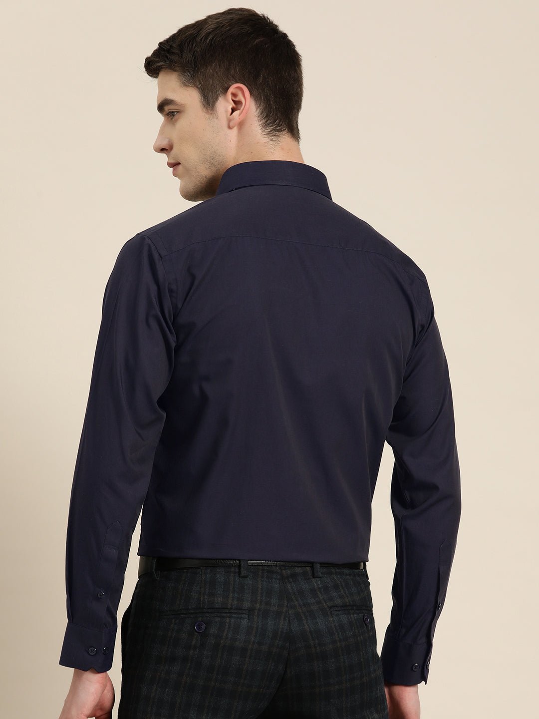 Men Navy Solid Pure Cotton Slim fit Formal Shirt - #folk republic#