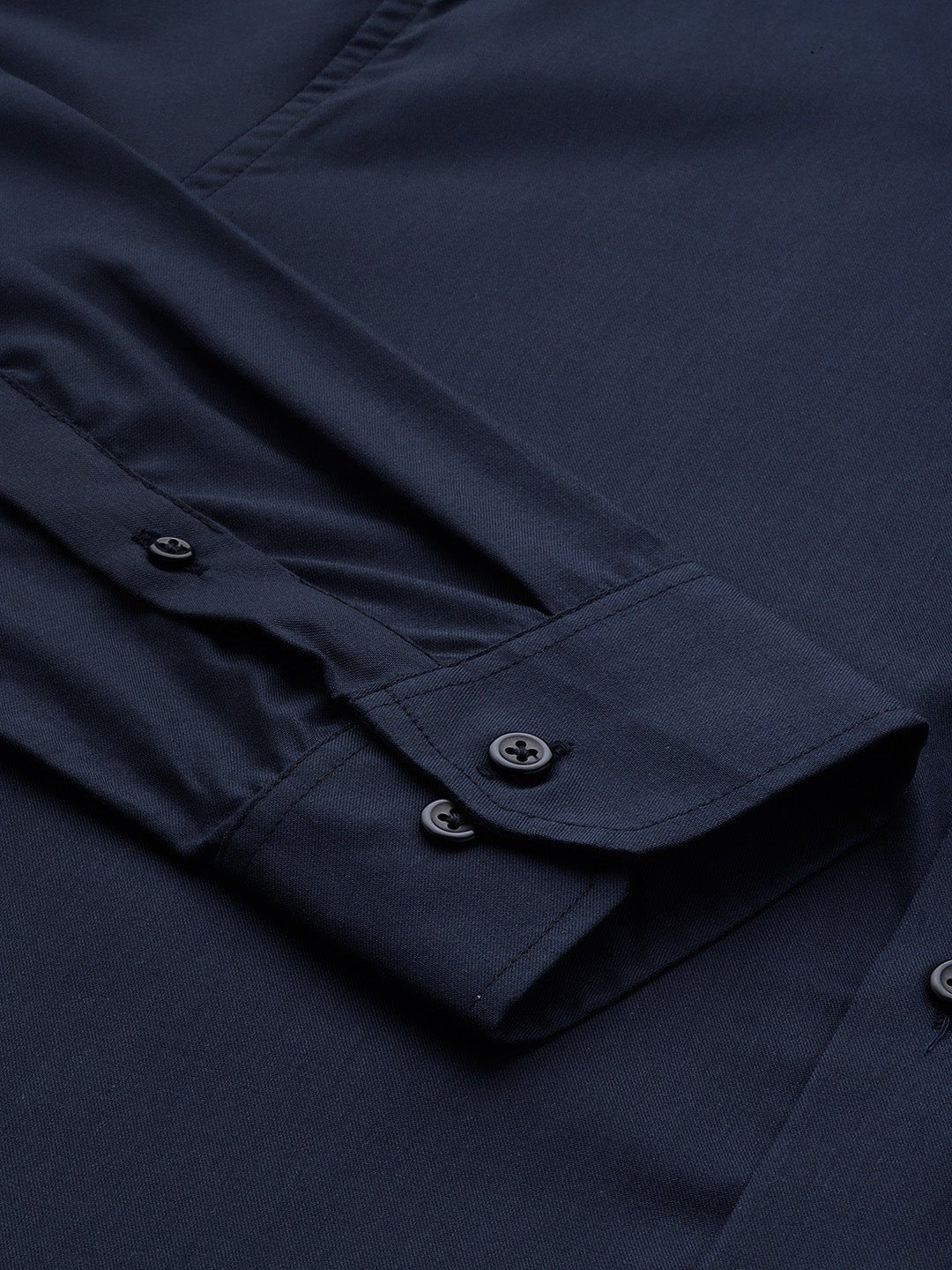 Men Navy Solid Pure Cotton Slim Fit Formal Shirt - #folk republic#