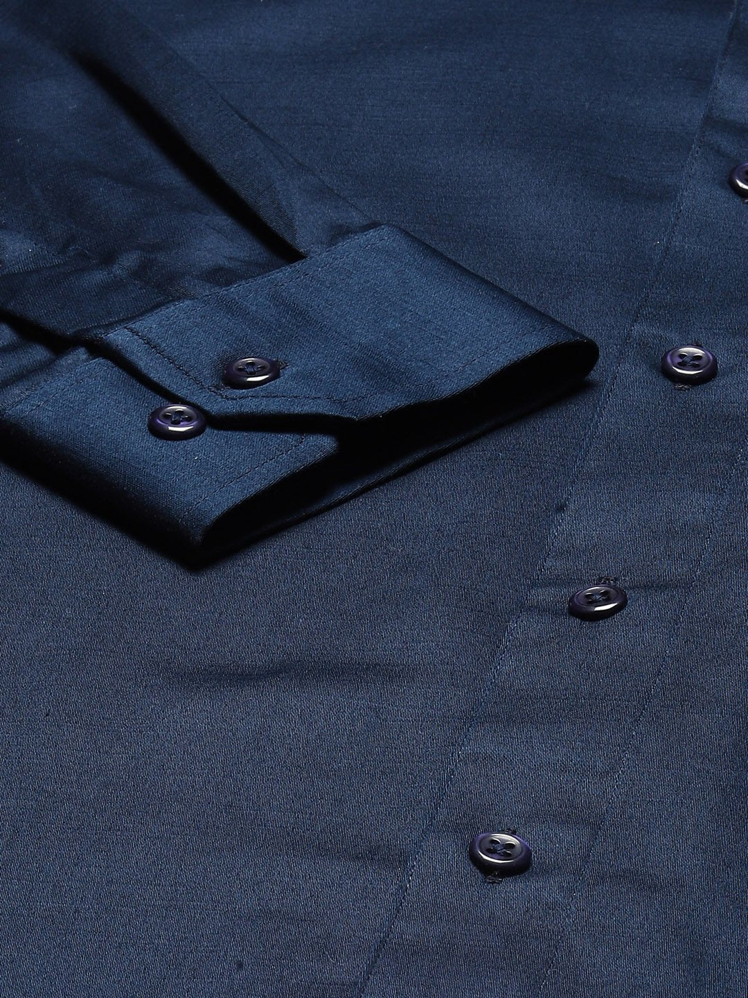 Men Navy Solid Pure Cotton Slim Fit Formal Shirt - #folk republic#