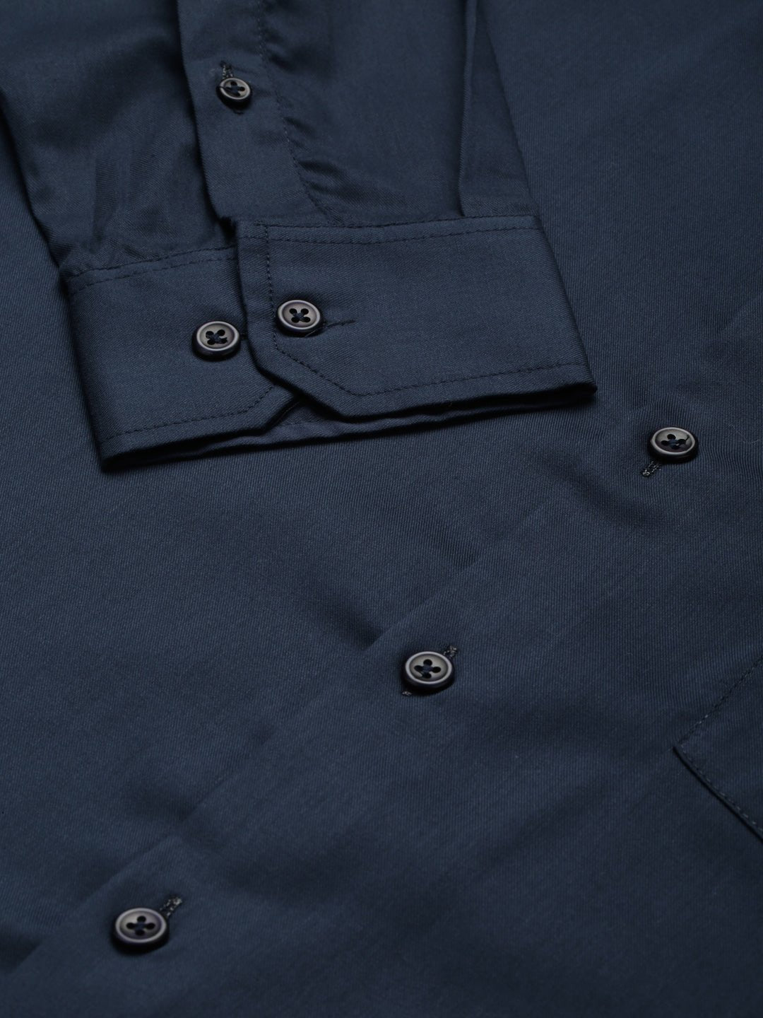 Men Navy Solid Pure Cotton Slim Fit Formal Shirt - #folk republic#