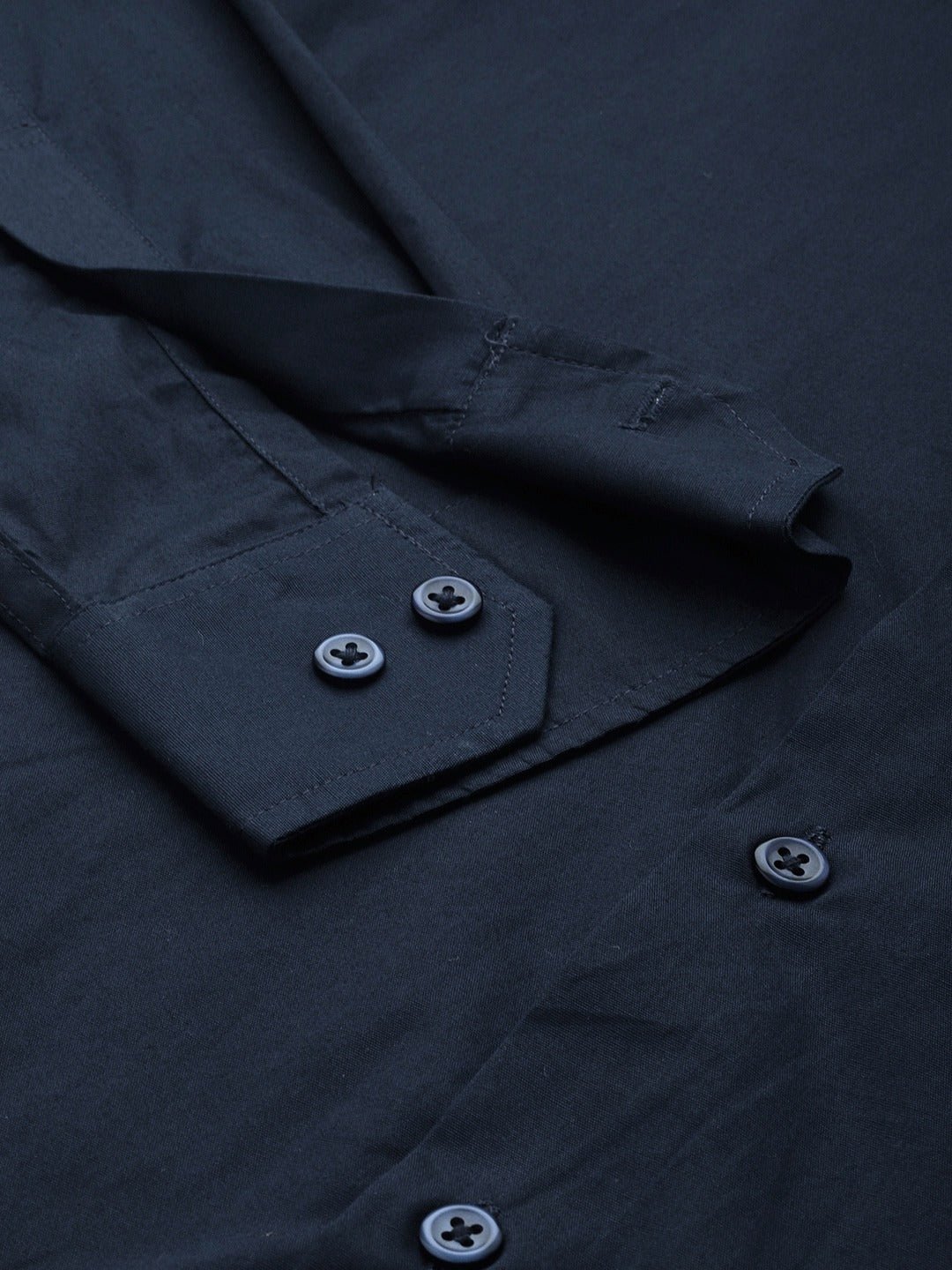 Men Navy Solids Pure Cotton Slim Fit Formal Shirt - #folk republic#
