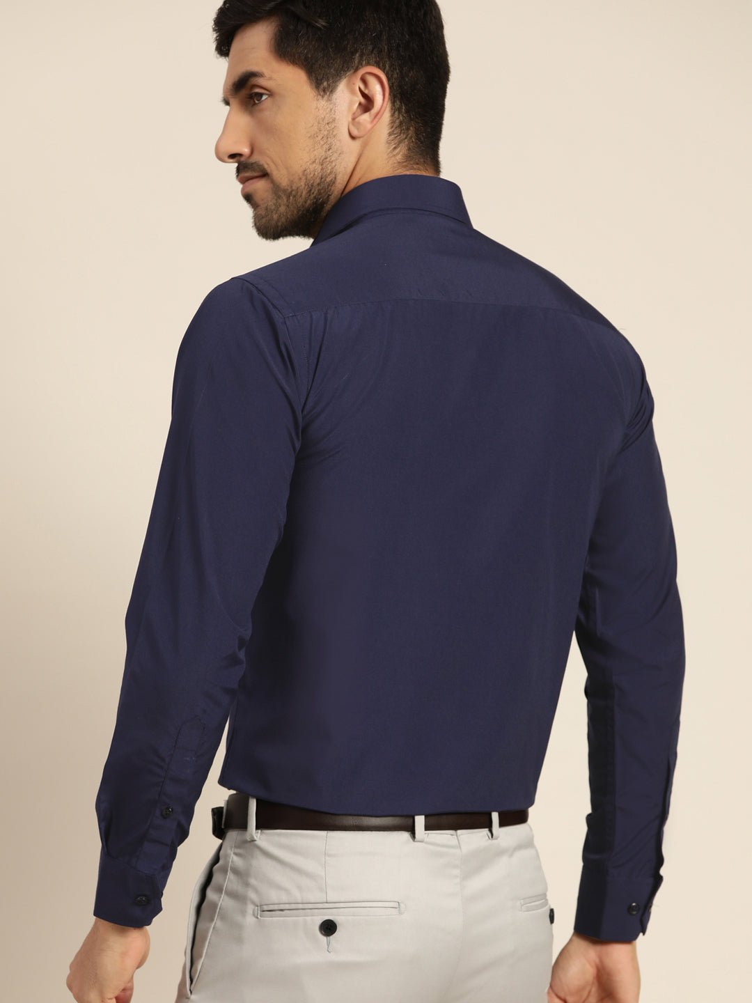 Men Navy Solids Slim Fit Formal Shirt - #folk republic#