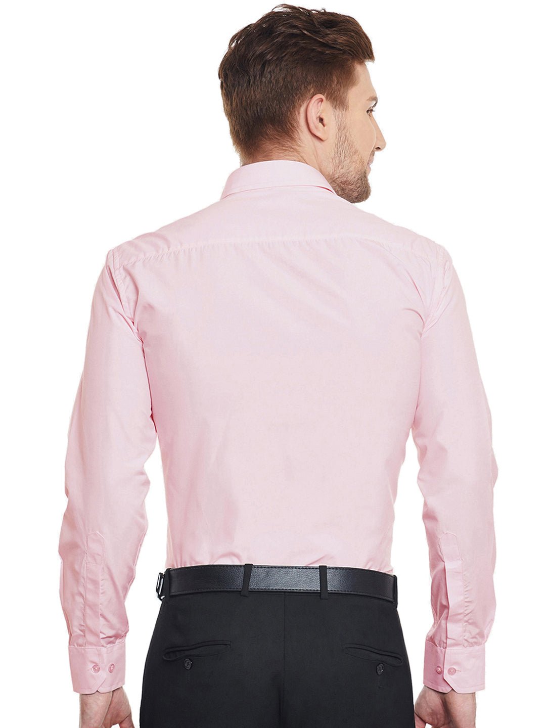 Men Pink Solid Cotton Slim Fit Formal Shirt - #folk republic#