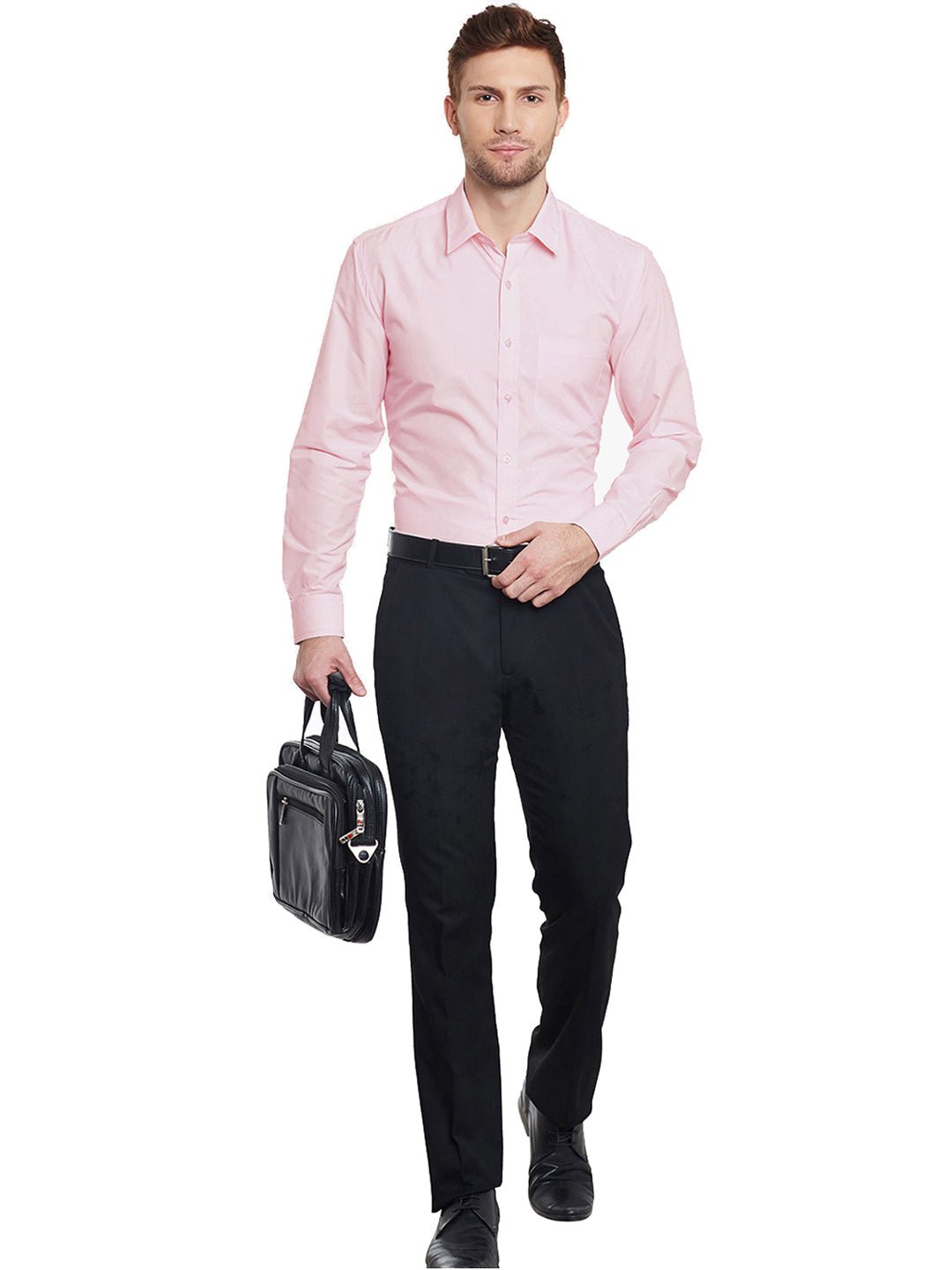 Men Pink Solid Cotton Slim Fit Formal Shirt - #folk republic#