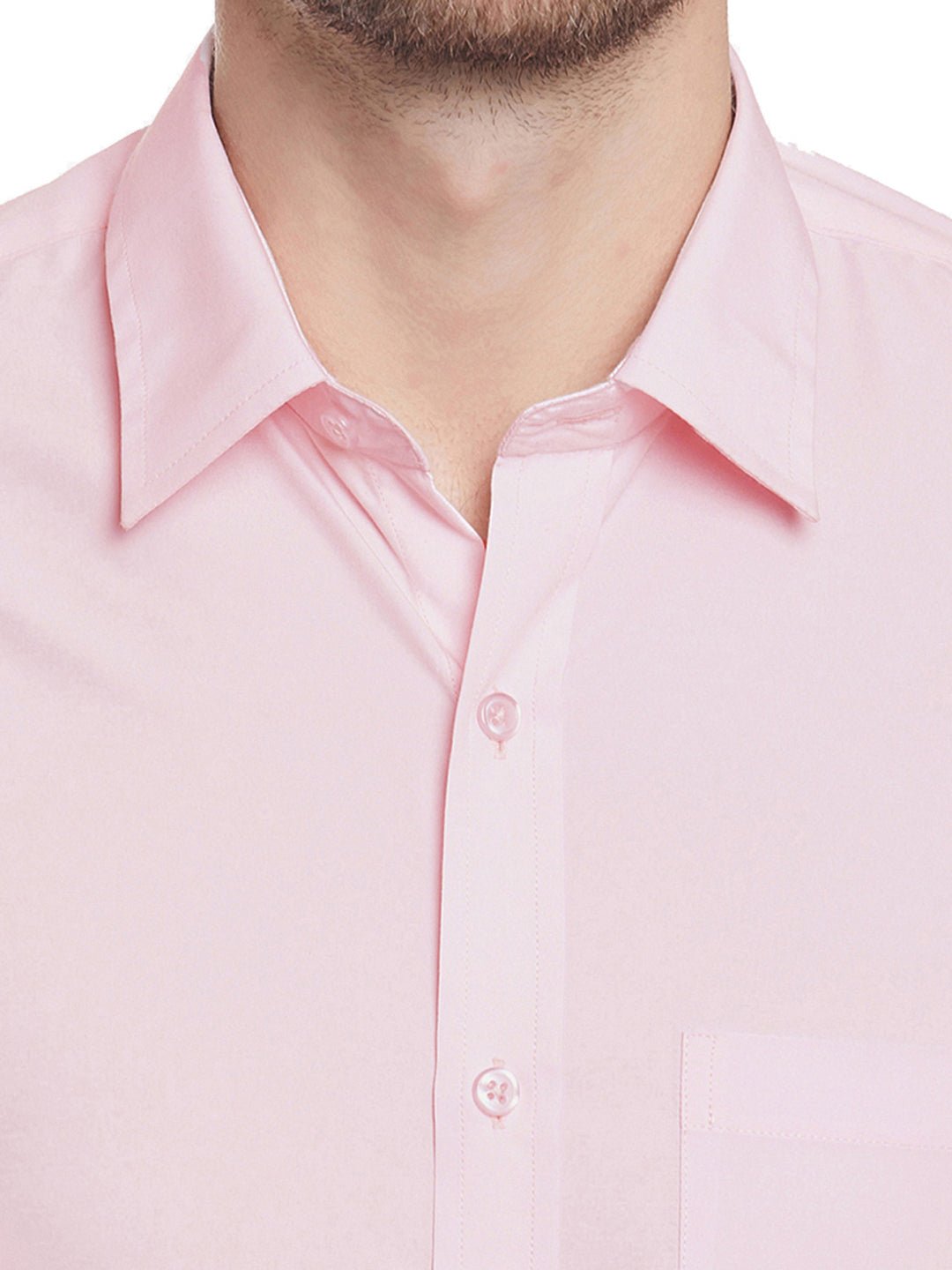 Men Pink Solid Cotton Slim Fit Formal Shirt - #folk republic#