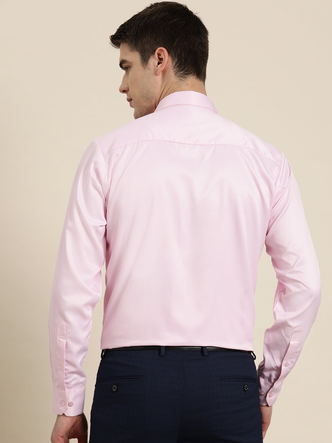 Men Pink Solid Satin Tuxedo Slim fit Formal Shirt - #folk republic#