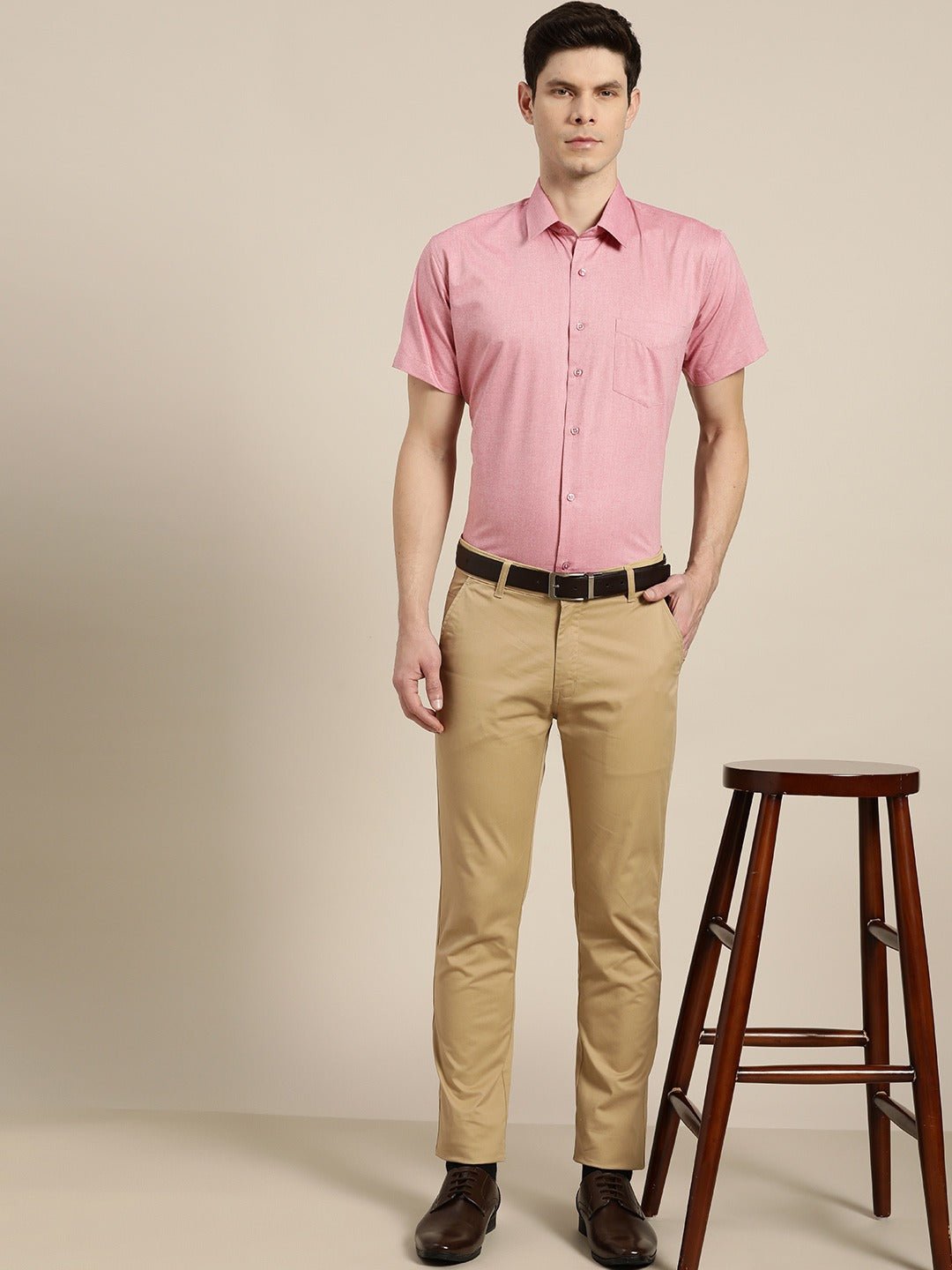 Men Pink Solids Cotton Rich Slim Fit Formal Shirt - #folk republic#