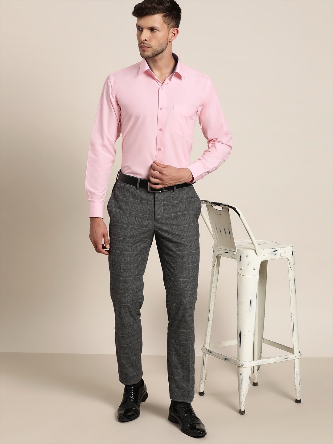 Men Pink Solids Slim Fit Formal Shirt - #folk republic#