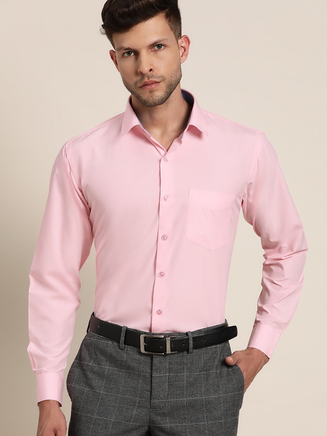 Men Pink Solids Slim Fit Formal Shirt - #folk republic#