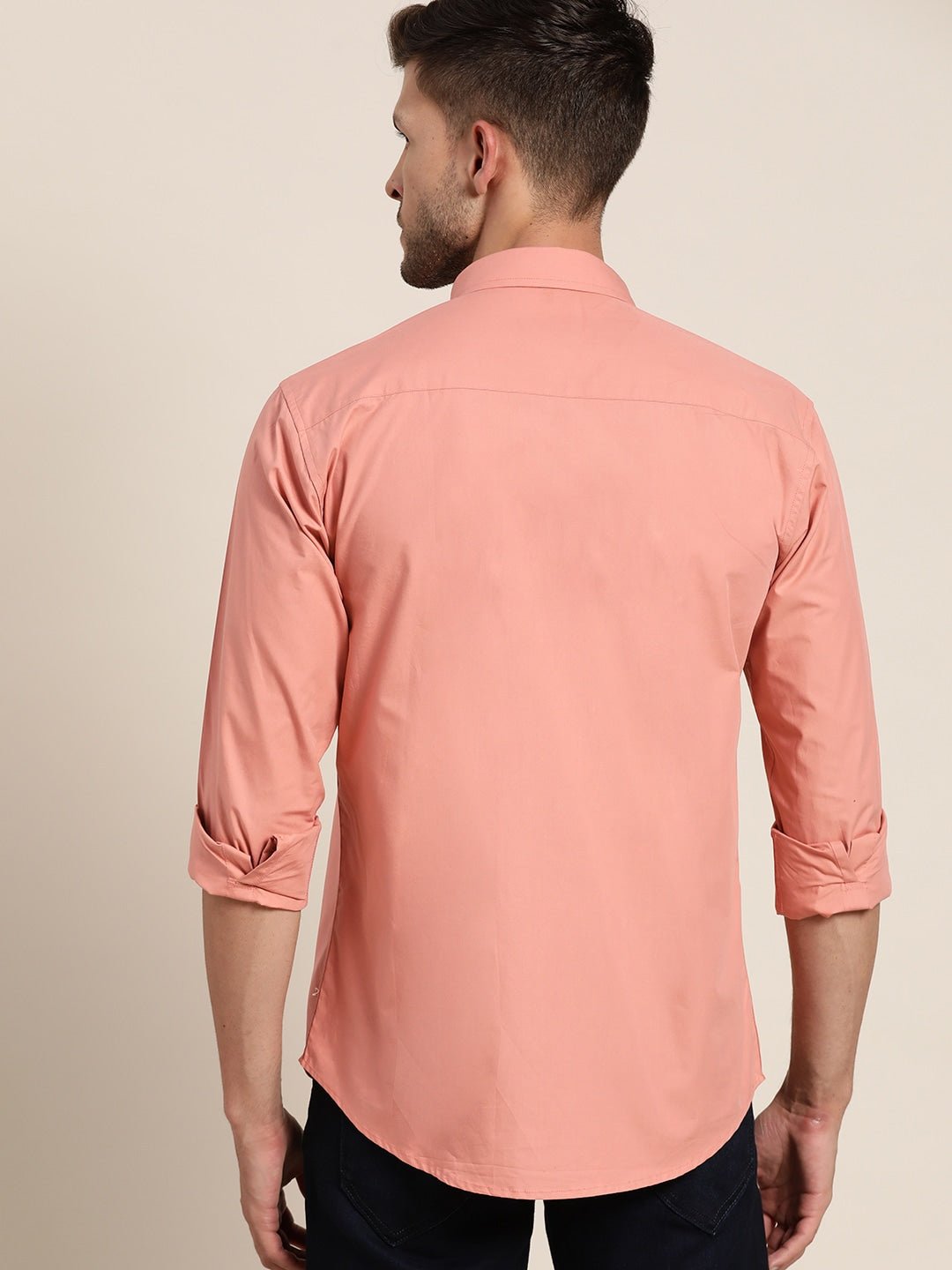 Men Punch Solids Pure Cotton Slim Fit Casual Shirt - #folk republic#