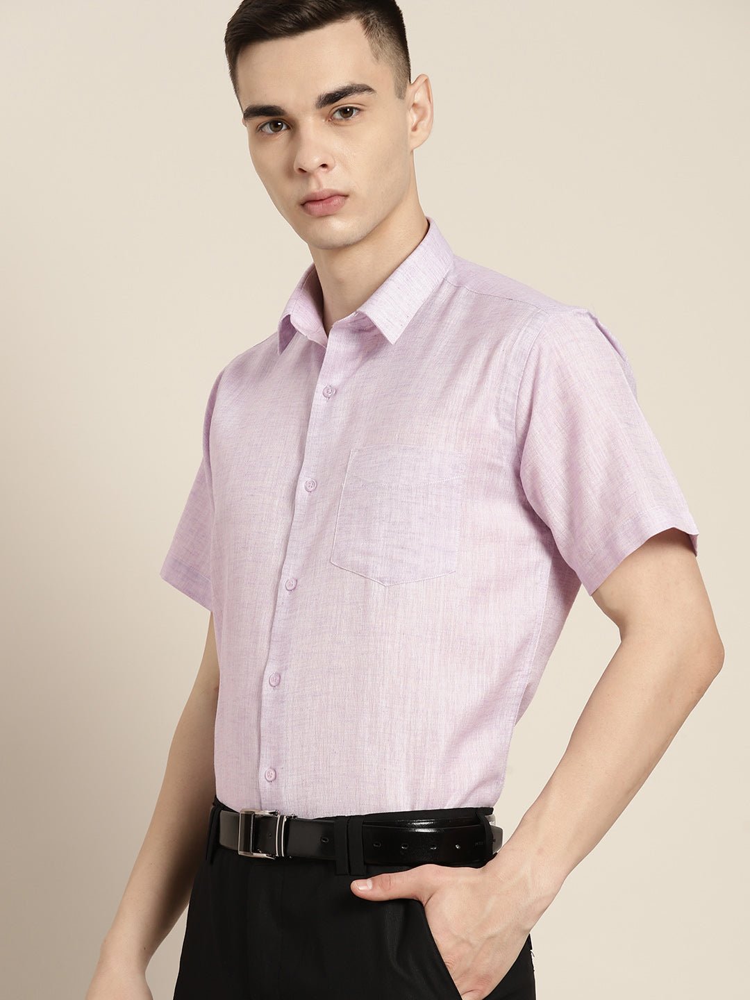 Men Purple Checks Cotton Rich Slim fit Formal Shirt - #folk republic#