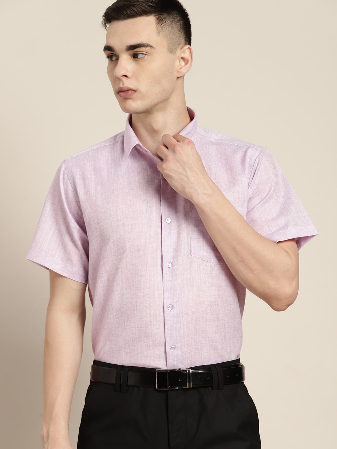 Men Purple Checks Cotton Rich Slim fit Formal Shirt - #folk republic#