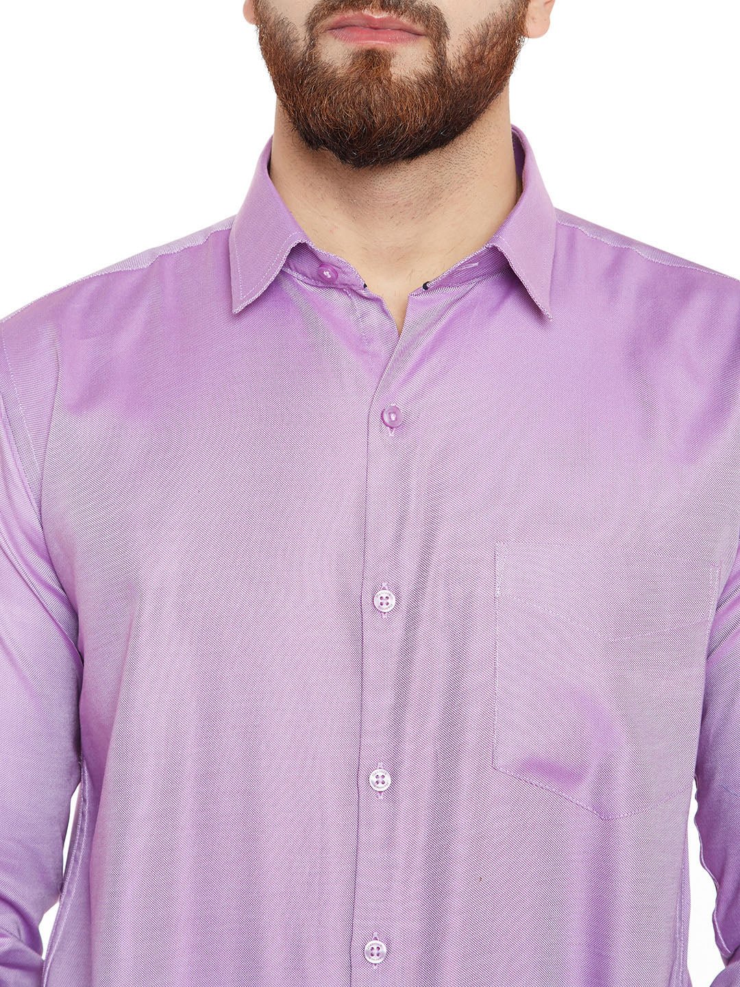 Men Purple Self Design Pure Cotton Slim Fit Formal Shirt - #folk republic#