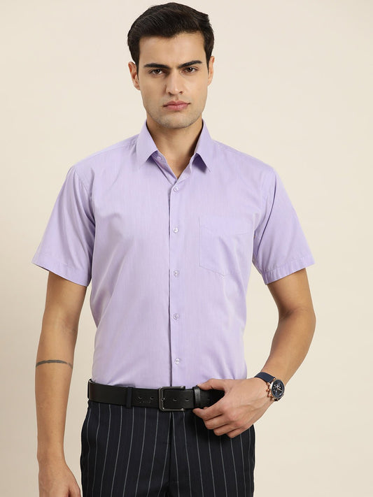 Men Purple Solid Cotton Rich Slim fit Formal Shirt - #folk republic#