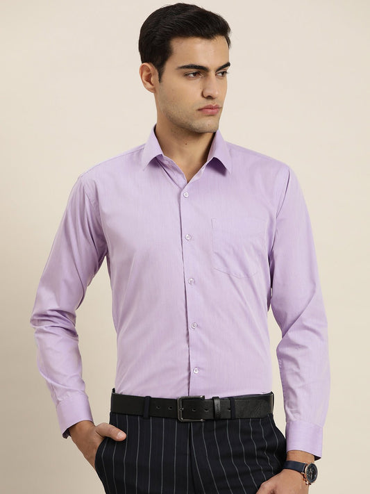 Men Purple Solid Cotton Rich Slim fit Formal Shirt - #folk republic#