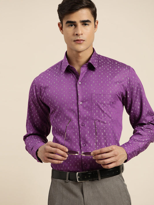 Men Purple Solid Pure Cotton Slim fit Party Shirt - #folk republic#