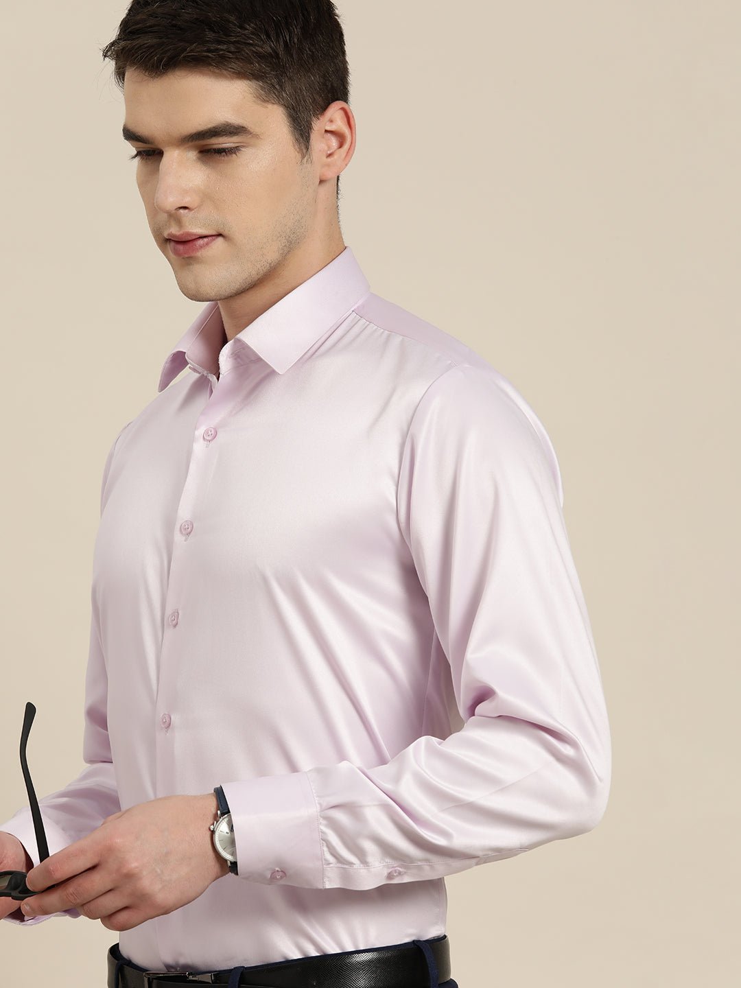 Men Purple Solid Satin Tuxedo Slim fit Party Shirt - #folk republic#