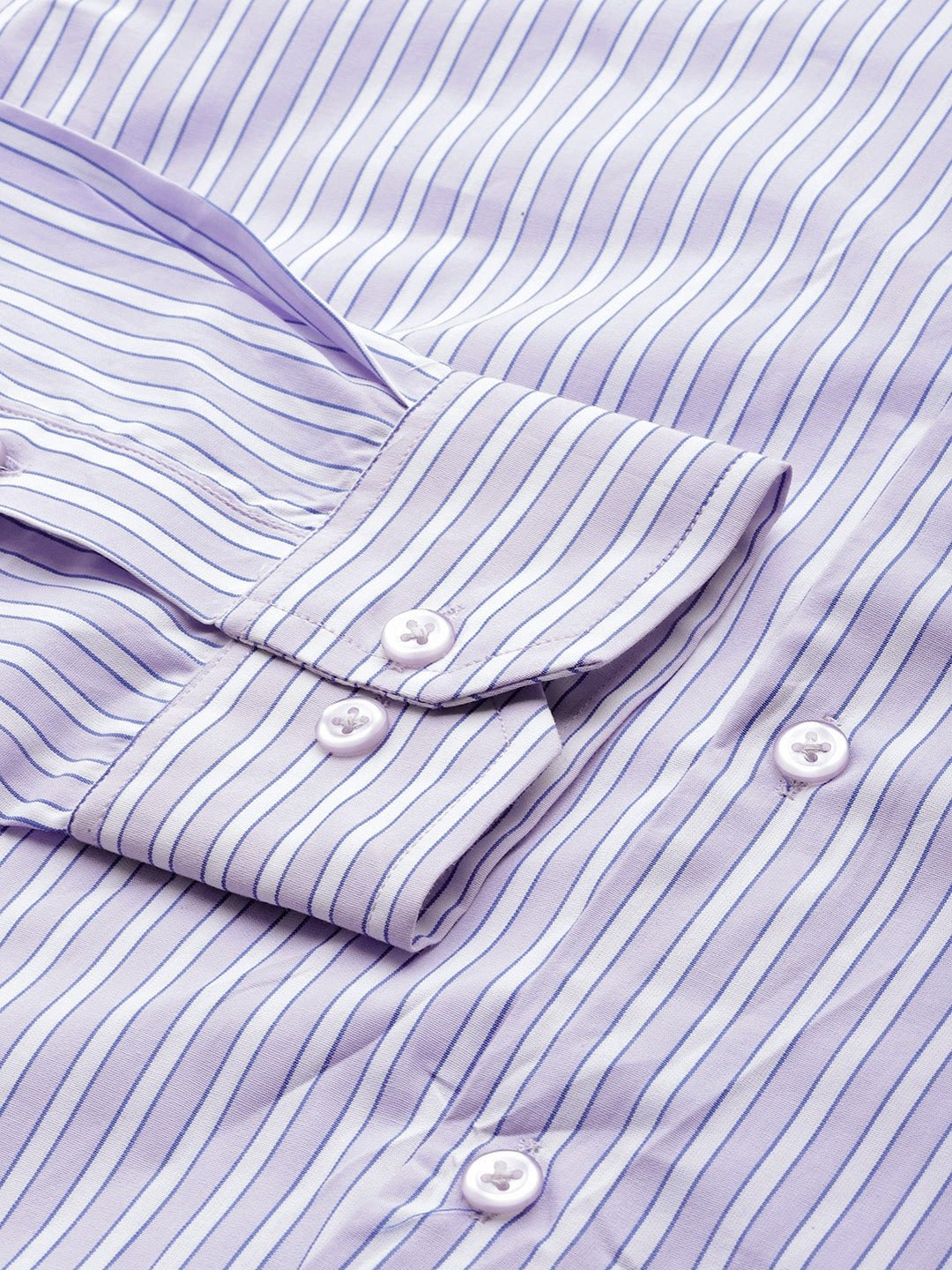 Men Purple Stripes Pure Cotton Slim Fit Formal Shirt - #folk republic#