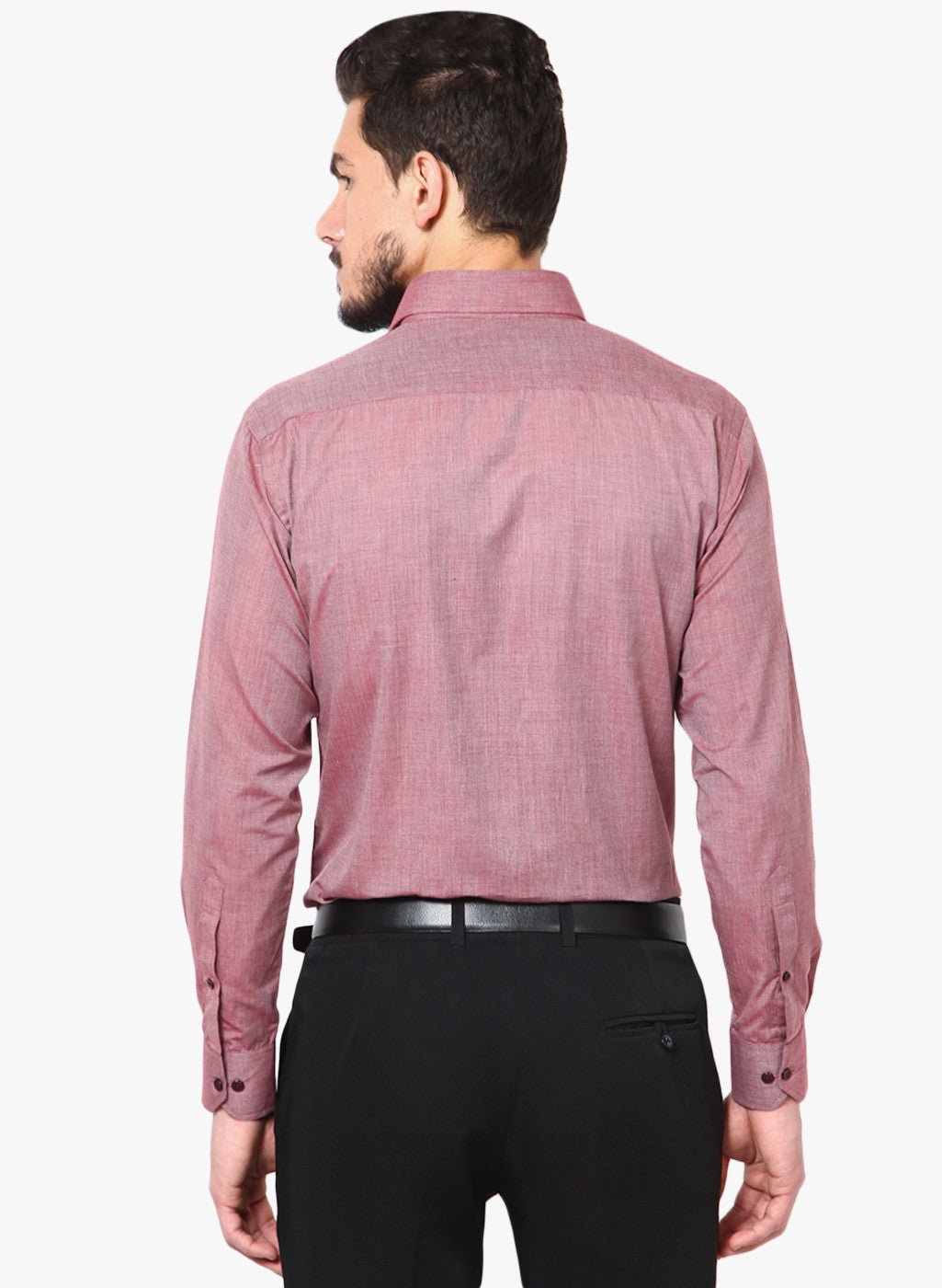 Men Red Slim Fit Solid Chambray Cotton Rich Formal Shirt - #folk republic#