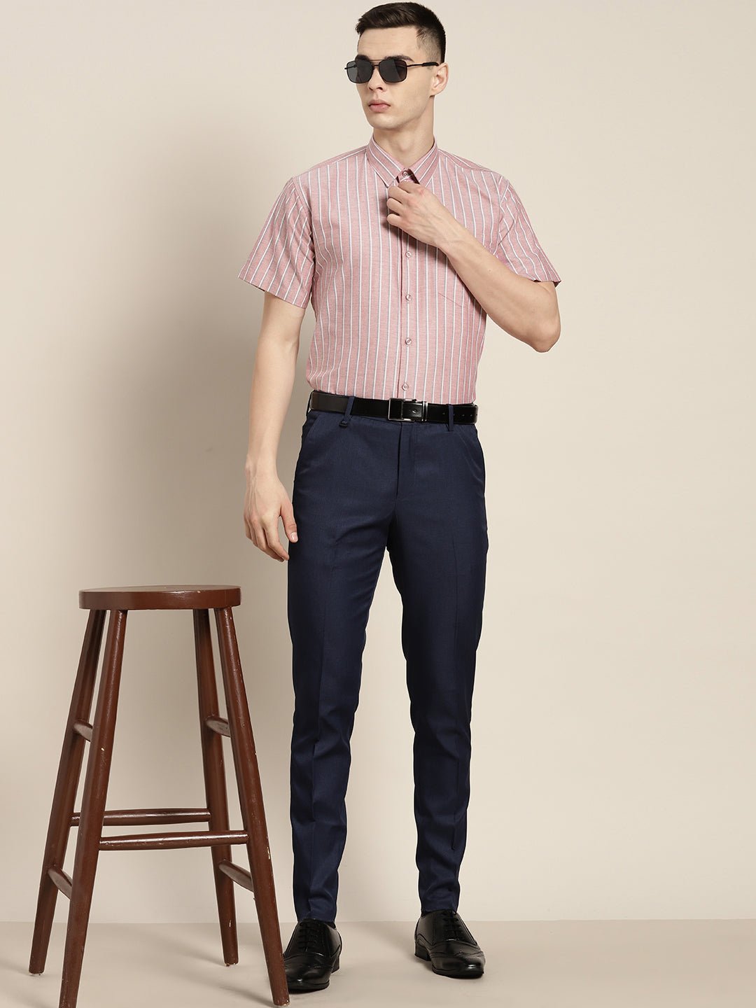 Men Red Stripes Pure Cotton Slim fit Formal Shirt - #folk republic#