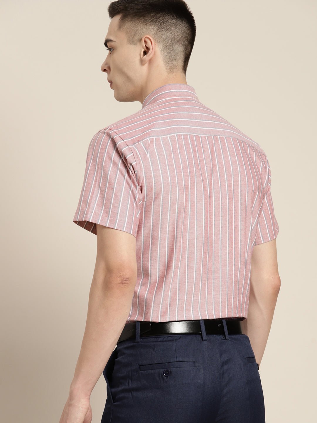 Men Red Stripes Pure Cotton Slim fit Formal Shirt - #folk republic#