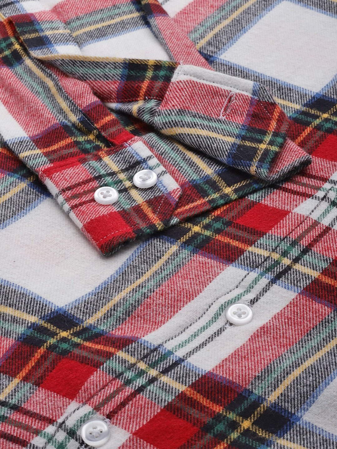 Men Red & White Checked Pure Cotton Slim Fit Casual Shirt - #folk republic#