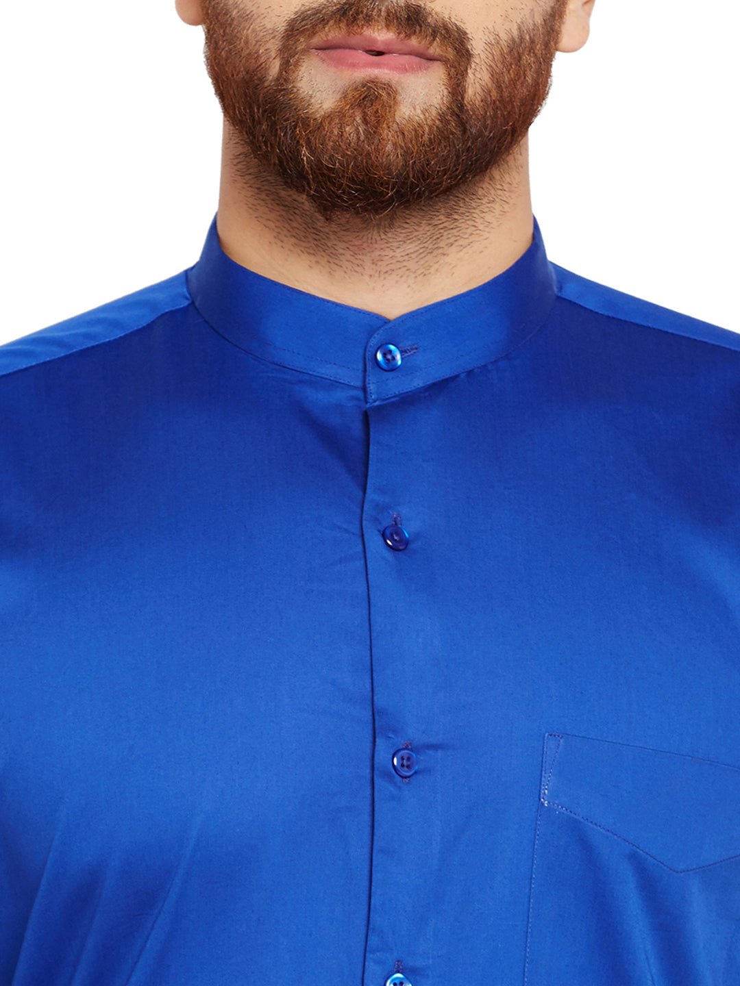 Men Royal Blue Solid Slim Fit Pure Cotton Satin Formal Shirt - #folk republic#
